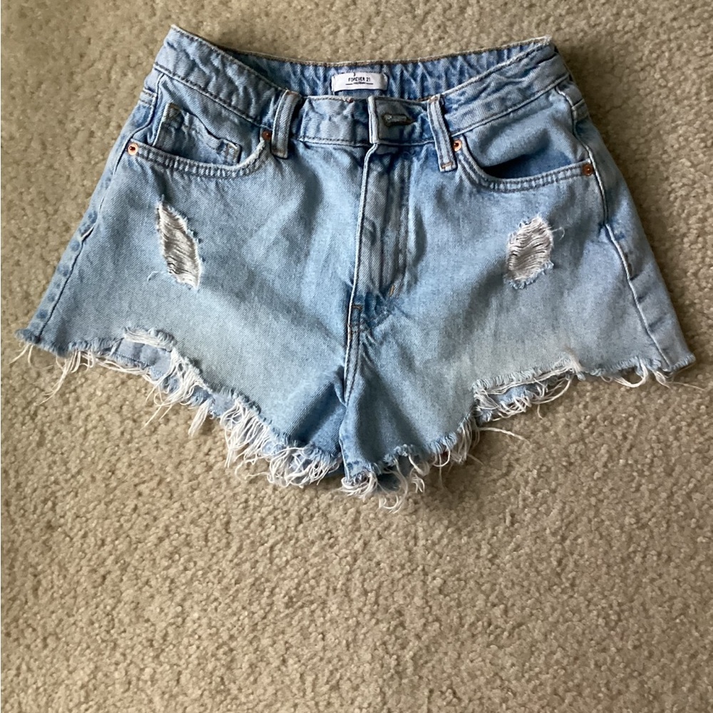 forever 21 light wash denim shorts